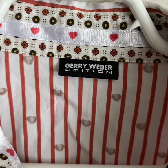 3/$40 Gerry Webber Edition Button Down Shirt Red &White Strip with Heart Details - Picture 3 of 7